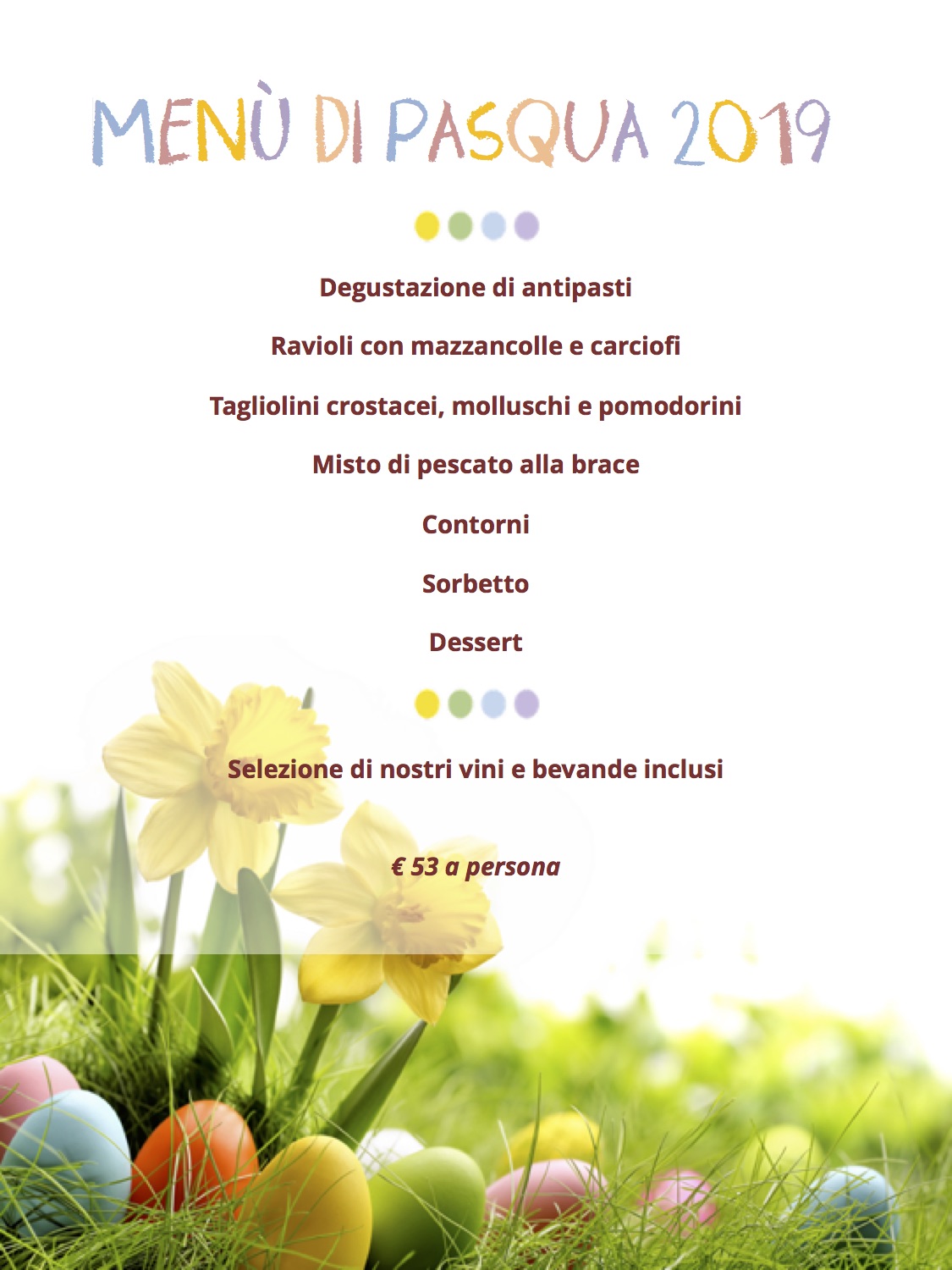 Menù di Pasqua Menù di Pasqua
