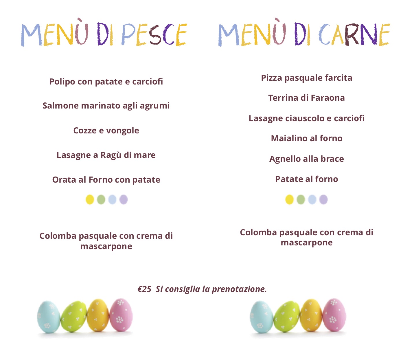 Menù di Pasqua